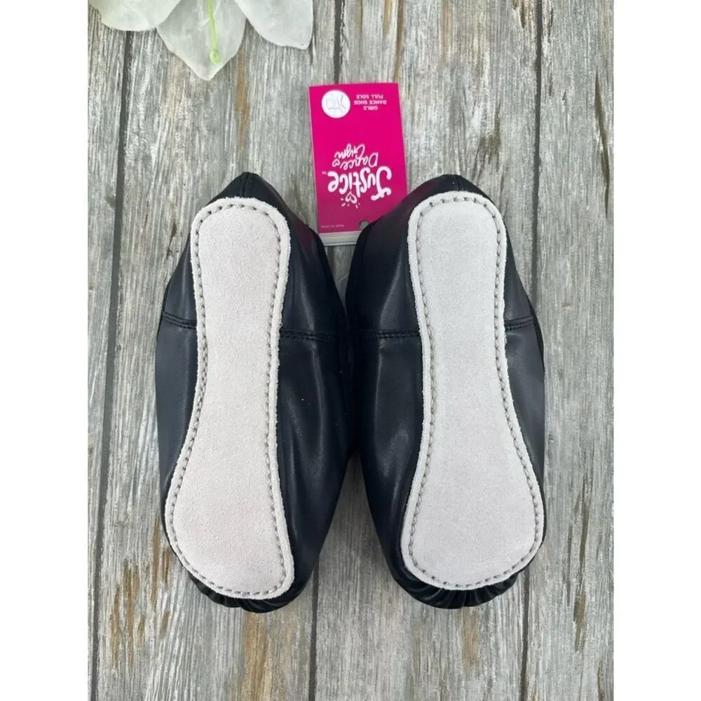 Toddler Girls Ballet Shoes Dance Class Leather Sole Adjustable Strap Size 11